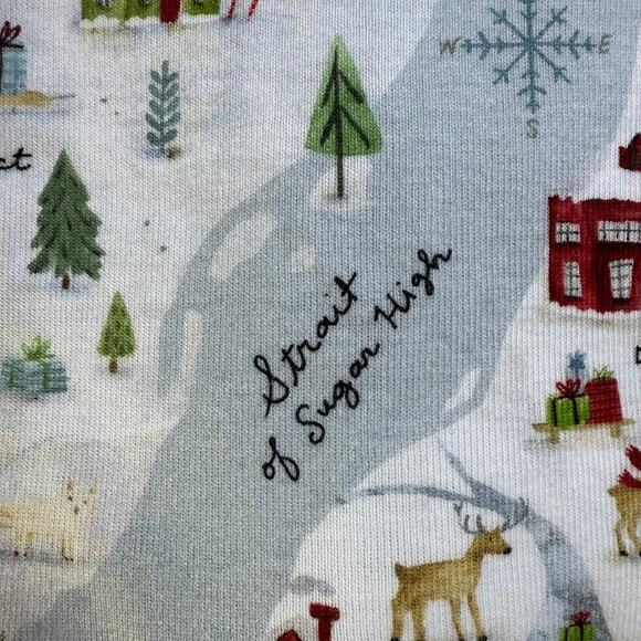 Pottery Barn Kids XL Organic Cotton Pajama Set North Pole Map Print - Picture 10 of 16